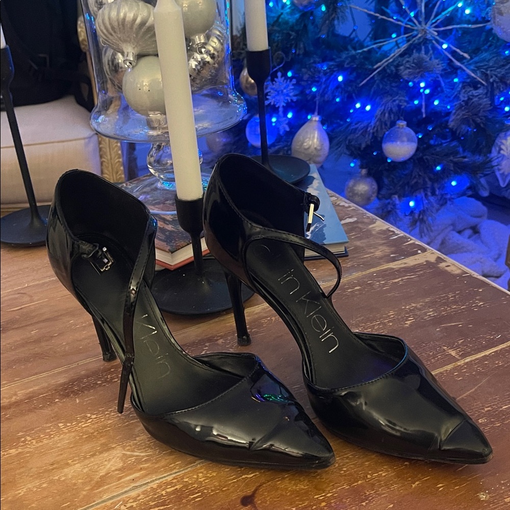 Black Calvin Klein Patent Leather Mary-Jane Women's Heels